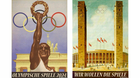 Montage von Plakaten der Olympischen Spiele in Berlin 1936 mit den Slogans der Berlin-Bewerbung 2024